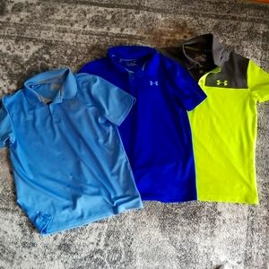 3 boys Under Armour heat gear golf-style shirts